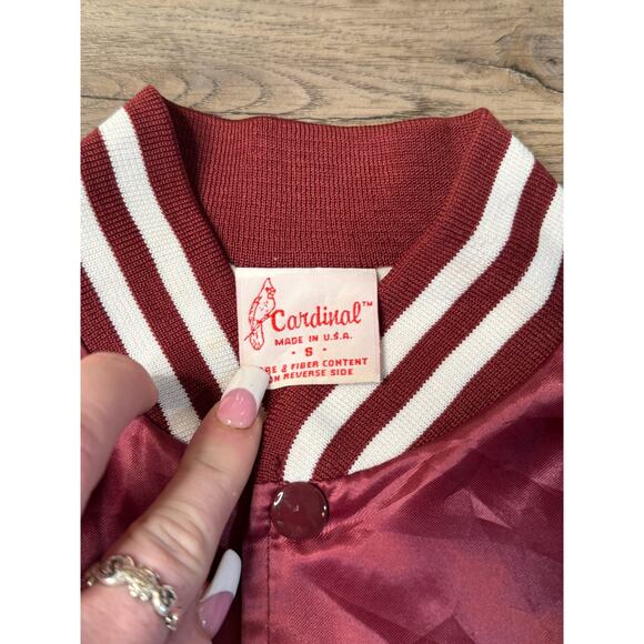 Vintage 1998 Cardinal Satin Jacket Manuet West Nyack White Sox Softball Small - Picture 3 of 5